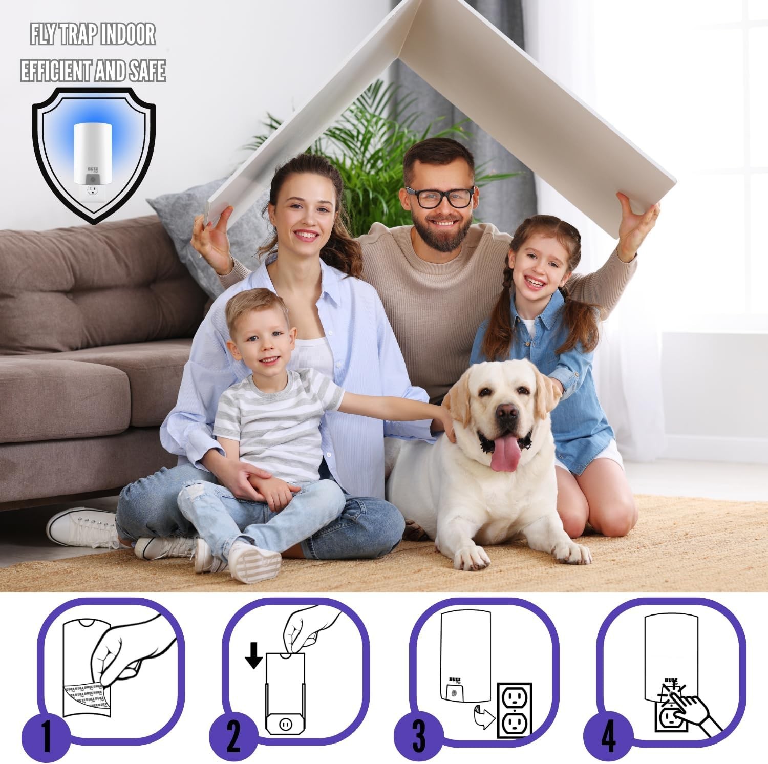 Highly Effective Indoor Fly Trap with UV Light & 4 Refills for Complete Control