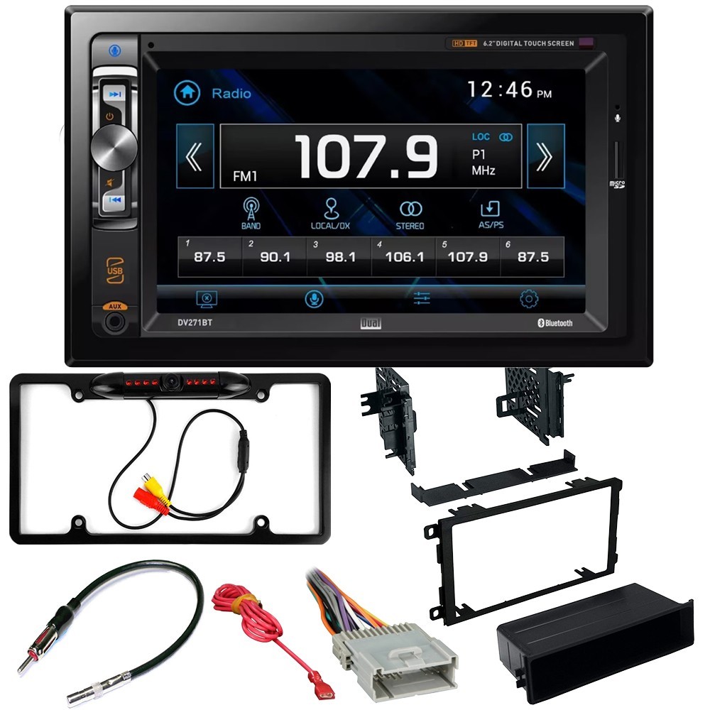 DV271BT Car Stereo Double DIN Dash Kit & Cam For Chevy 2003-2006 GMC Sierra 1500