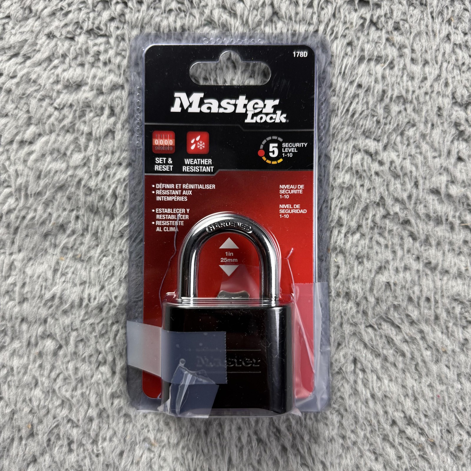 Master Lock Combination Padlock Small 25mm Shackle Black Weather Resistant New