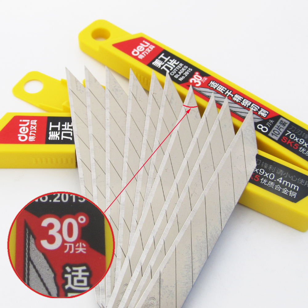 50 packs DELI SK5 Steel 70x9x0.4mm 30 degree Tip Cutter Blades Knife No.2015
