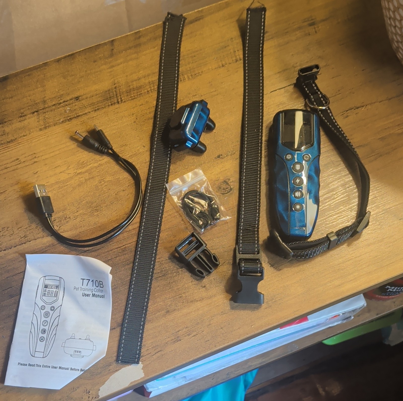 T710B Remote Training Collar Blue with Receiver, Remote, USB Cable, Accessories
