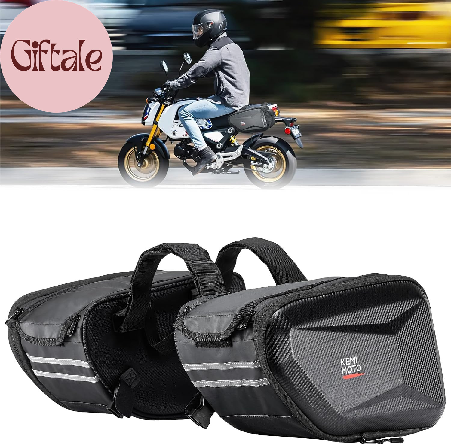 Motorcycle Saddlebags 20L 30L Expandable EVA Hard Side Bags Universal Black
