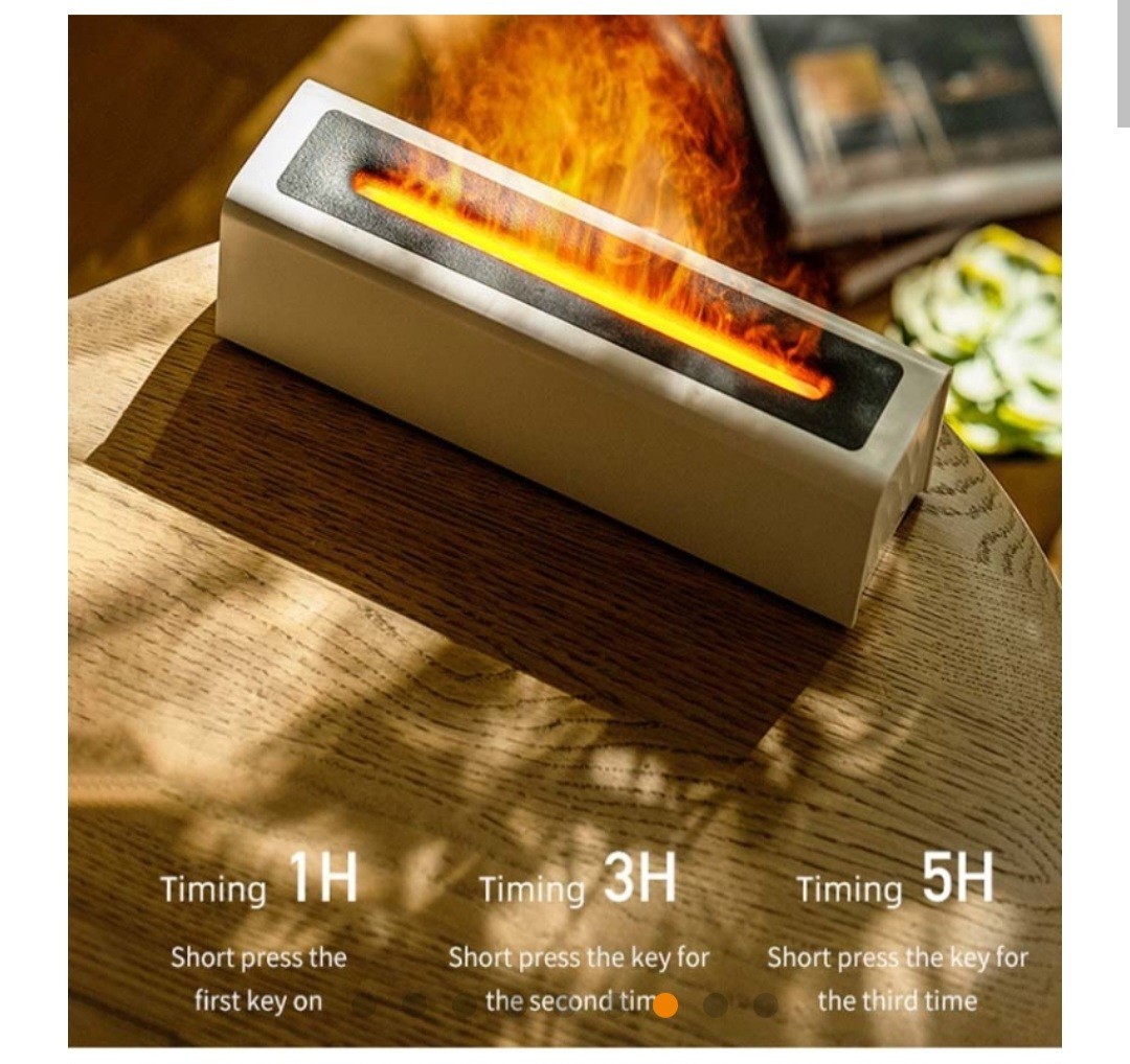 Flame Aromatherapy Diffuser Quiet USB Air Humidifier(White) U.S. SELLER
