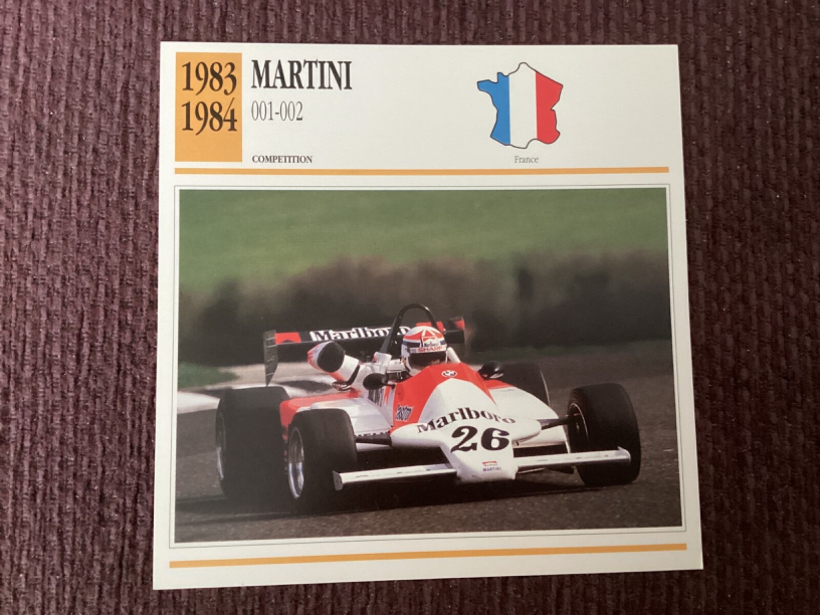 Martini 001-002,   1983-84,   Competition Car, France, Collectors Card