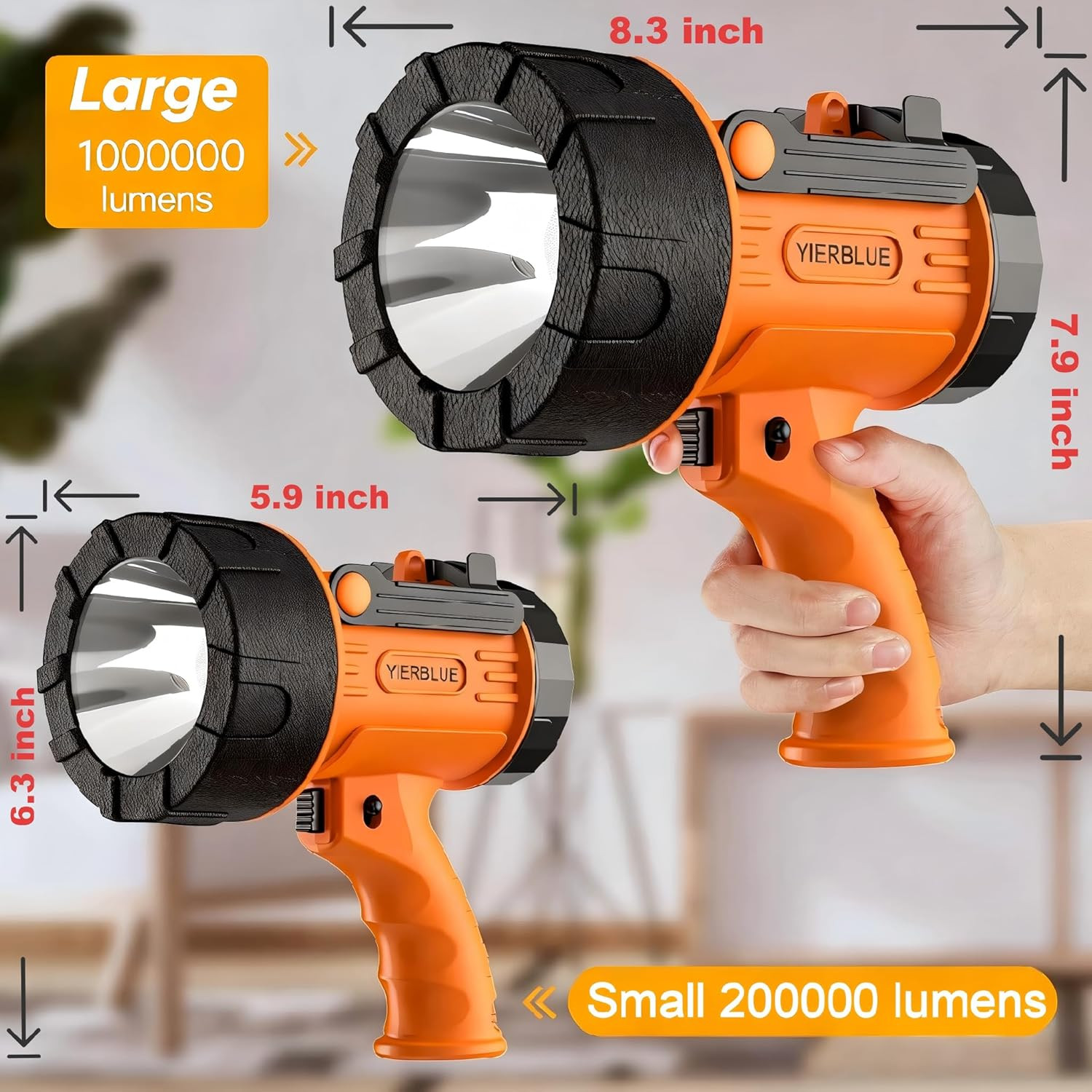 1000000 Lumen Rechargeable Handheld Spotlight