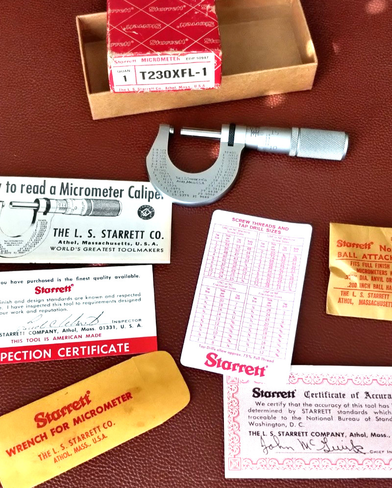 NEW NOS  STARRETT #T230XFL-1 0-1" .001"   top of the line  OUTSIDE MICROMETER