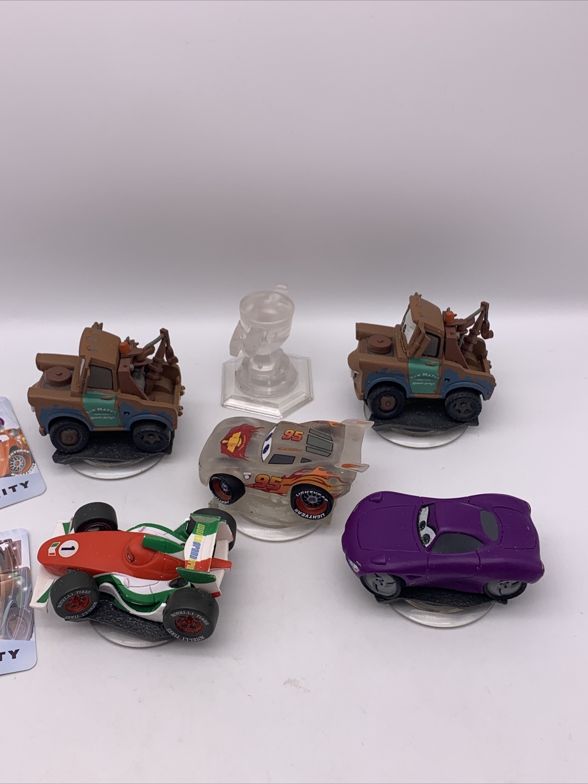 Disney Infinity Cars Movie Figures Lightning McQueen Holly Cup Trophy Mater Lot