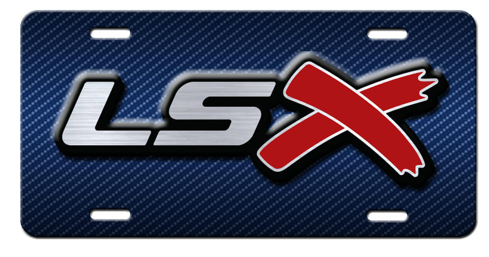 LSX LS X  Metal Vanity Aluminum License Plate Tag New Silver Red Black Blue