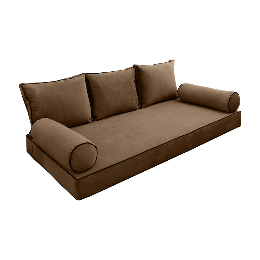 COVER ONLY Model V3 Twin Velvet ContrastPipe Indoor Daybed Mattress Pillow AD308