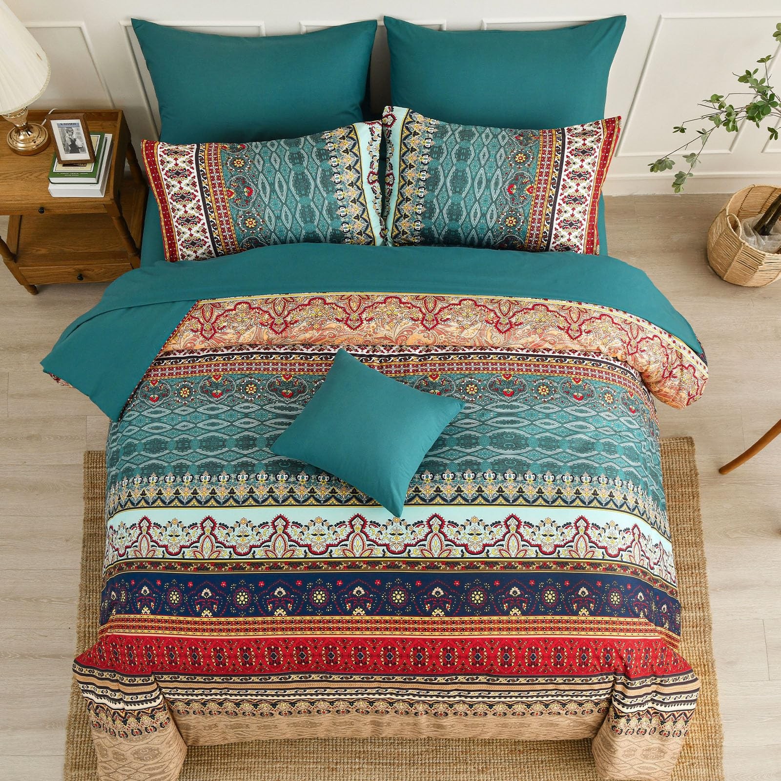 Cottolester Queen Comforter Set 8pc Green Brown