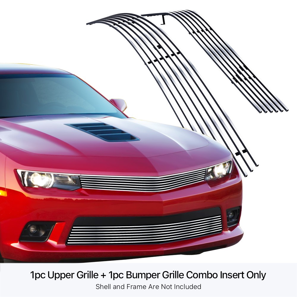 Fits 2014-2015 Chevy Camaro LS/LT Stainless Chrome Billet Grille Insert Combo