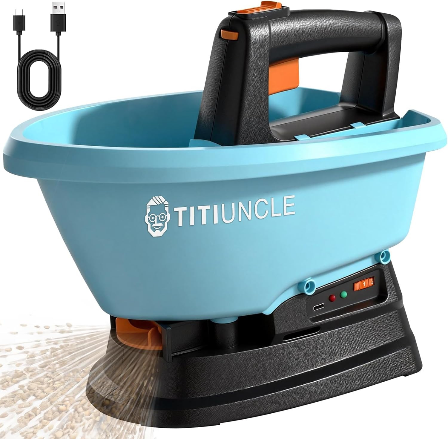 3L Electric Seed Spreader Handheld for Lawns, 7.2V Battery Powered 135° Fertiliz