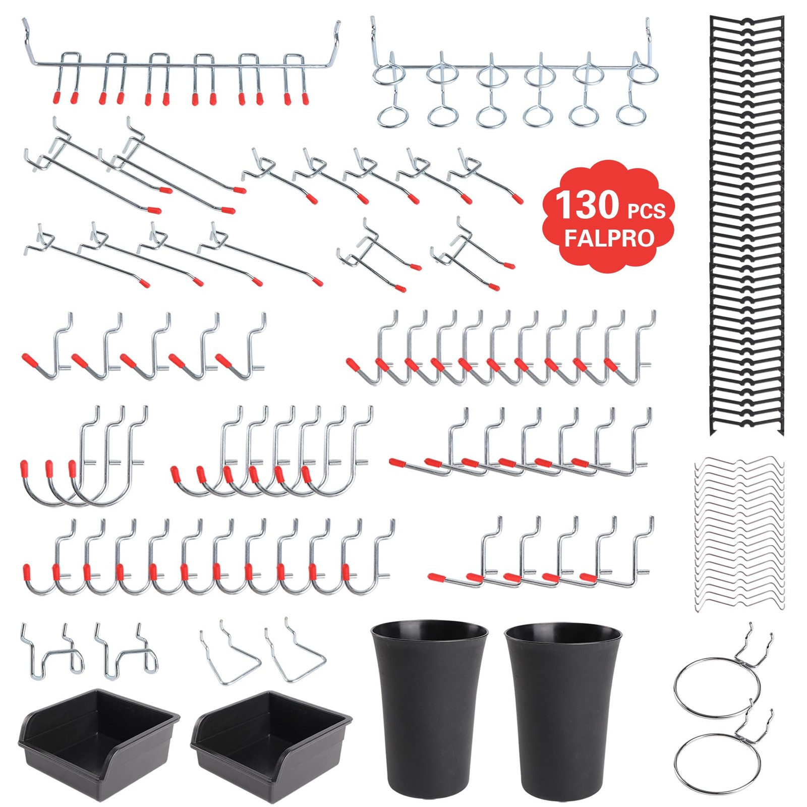 130PCS Pegboard Hooks Assortment - Peg board Hooks for Hanging Tools with Pegboa