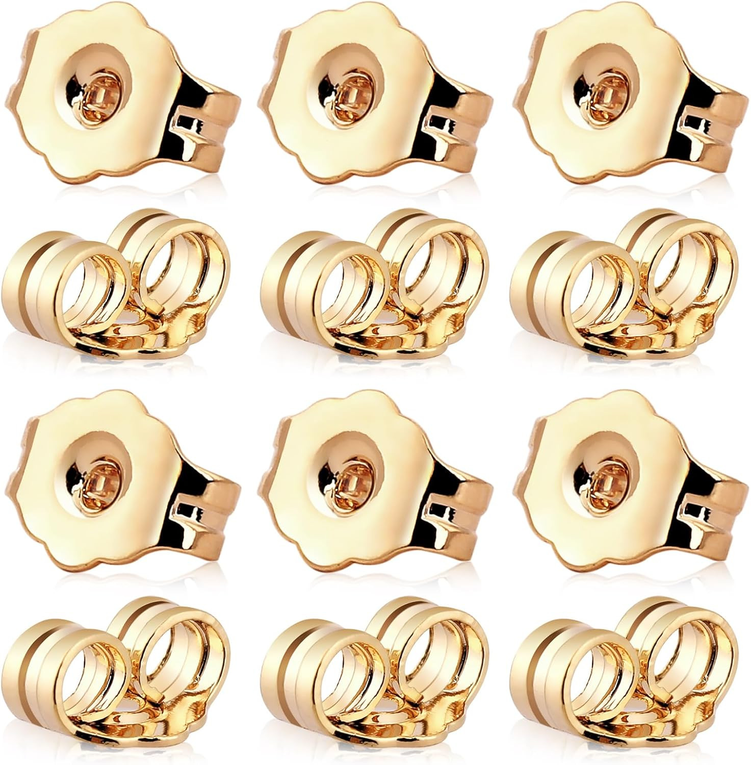 30Pcs/15 Pairs Earring Backs for Studs Locking, 14K Gold Earring Back Replacemen