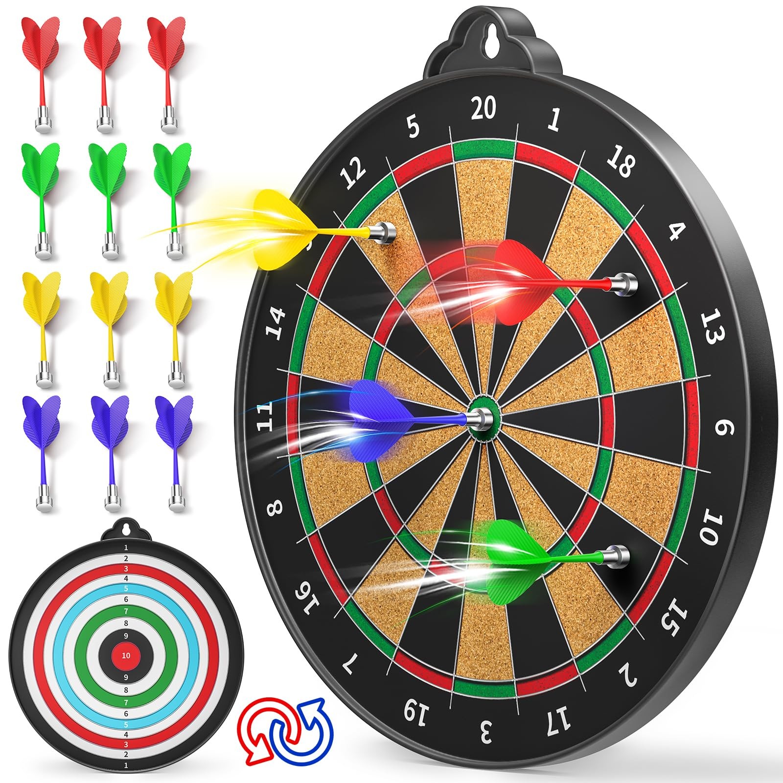 Magnetic Dart Board for Kids - 12 Darts, Safe Indoor/Outdoor Game, Ages 3-12