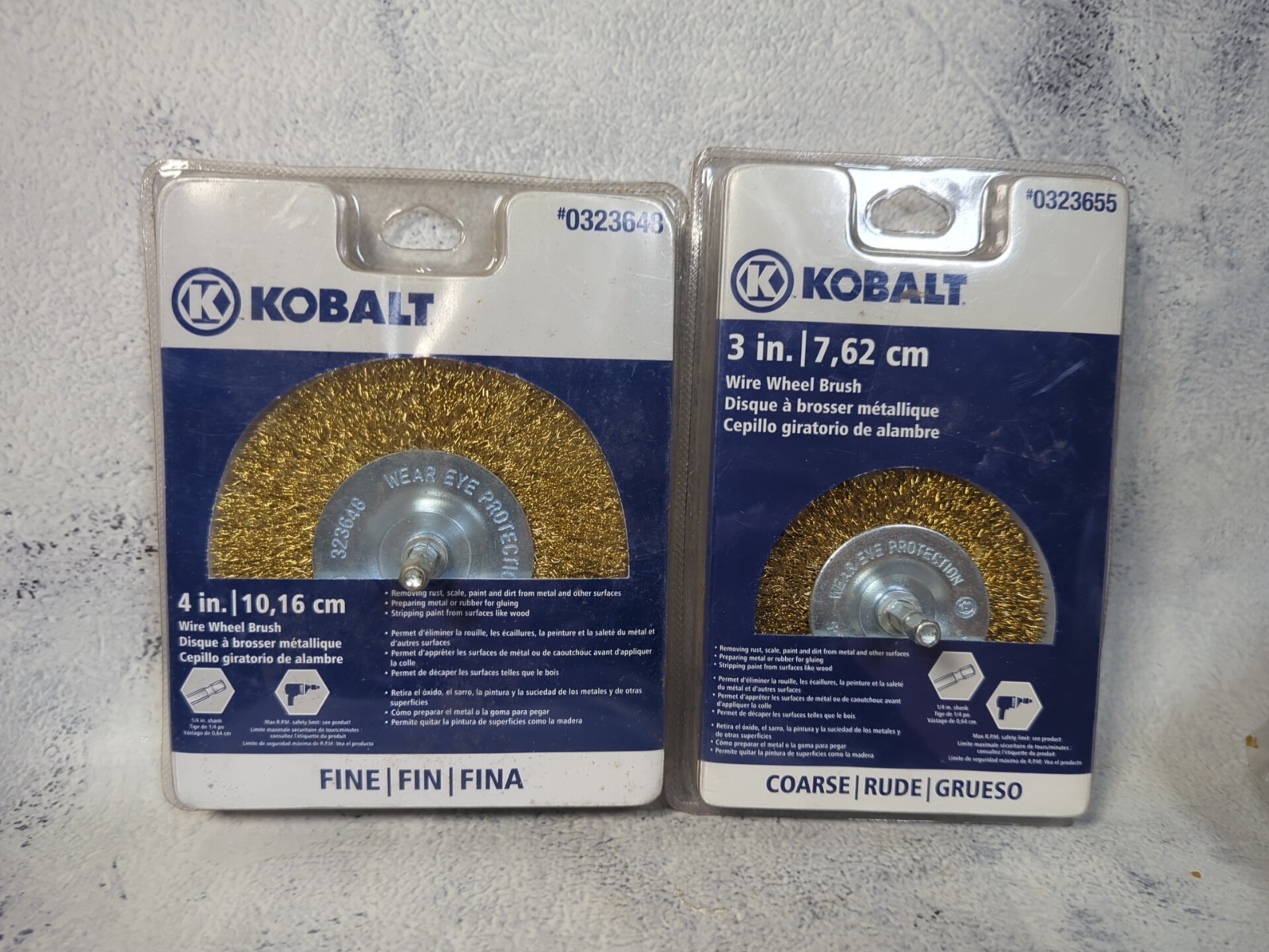 NEW! Kobalt  4" Wire Wheel Brush Fine And 3 Inch Coarse Both 1/4 Shank New