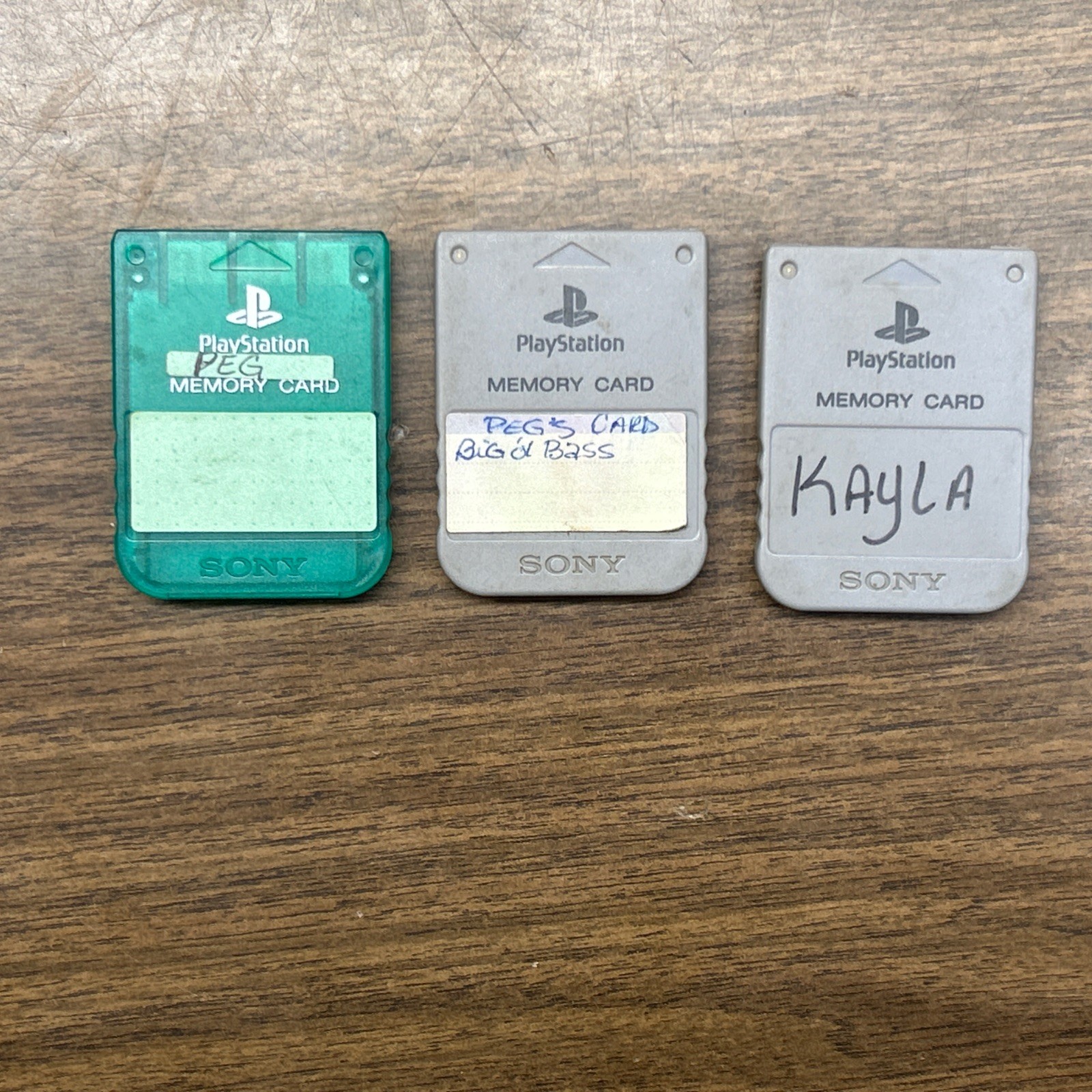 Lot of 3 Official SONY PlayStation OEM PS1 Memory Card SCPH-1020 Gray Grey/Green