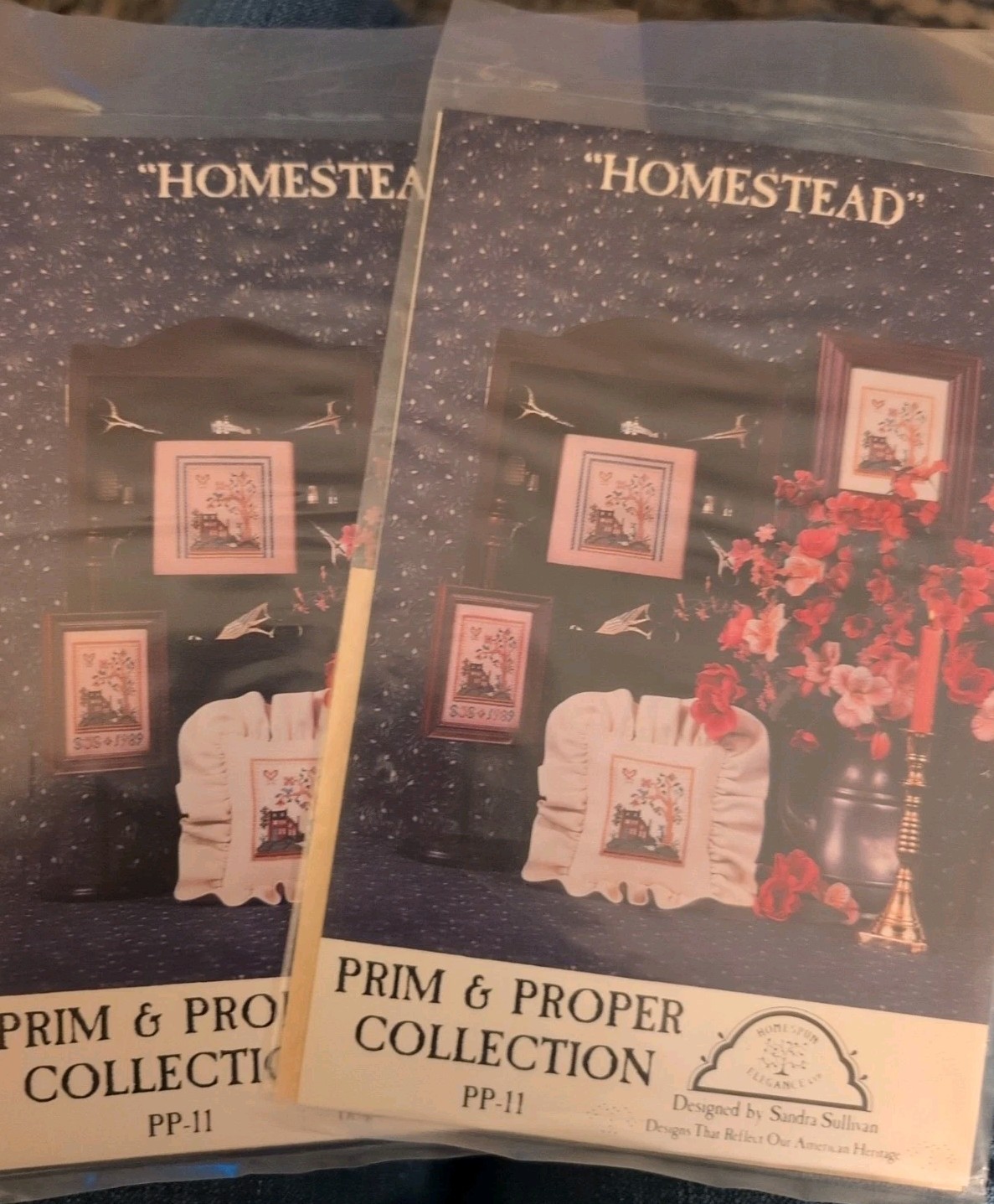 2 "HOMESTEAD" CROSS STITCH PATTERNS VINTAGE PRIM &PROPER COLLECTION UNOPENED