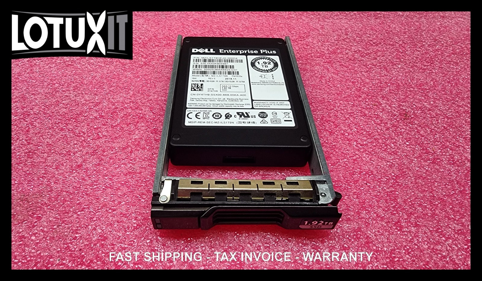 Dell Compellent 1.92TB 12G SAS SSD Enterprise Plus Y4TH9 3F15R 498F8