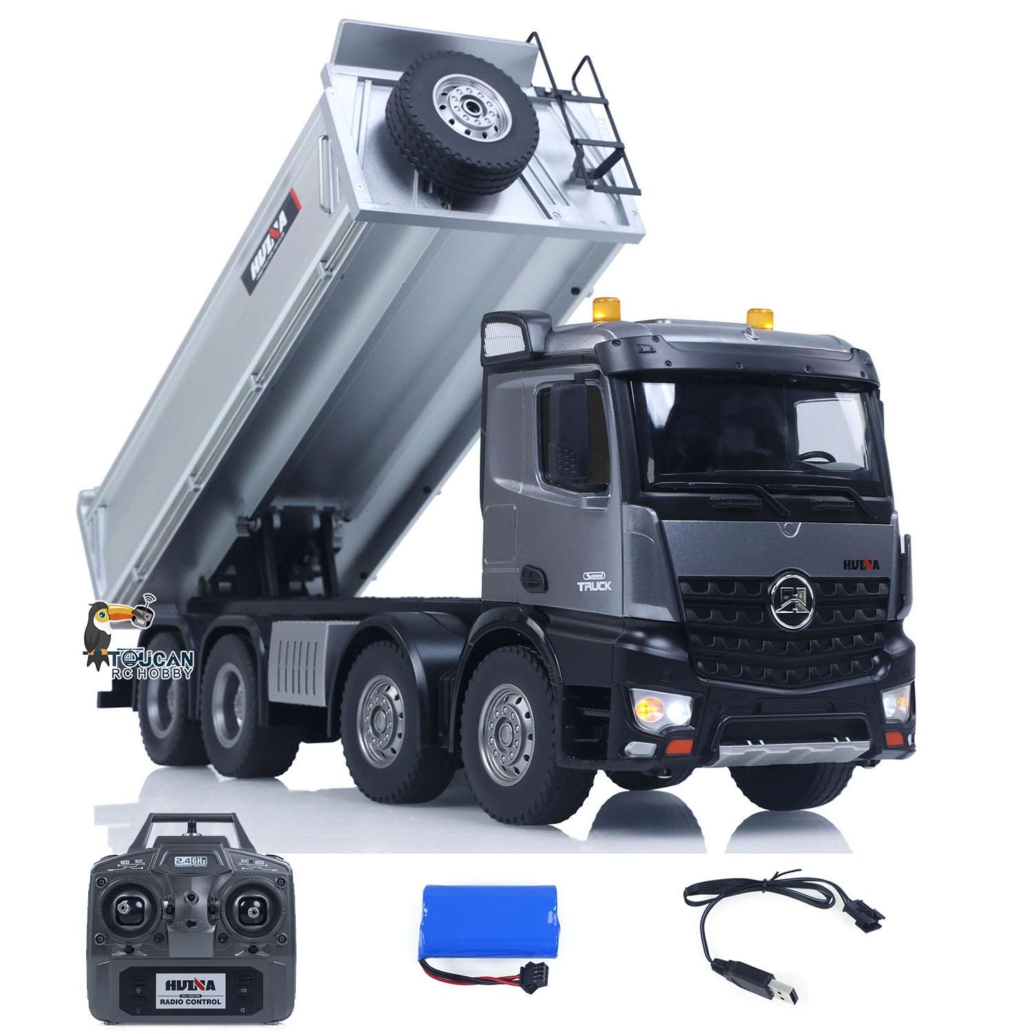 Low Price HUINA 1/14 RC Dump Truck 12CH RC Tipper Model Toy Light Sound Effects
