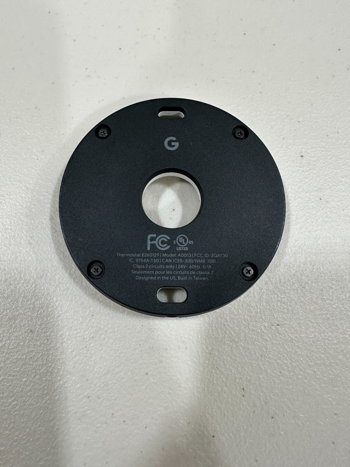 Google Nest 3rd Gen Thermostat - A0013 Wiring Base/Back Plate