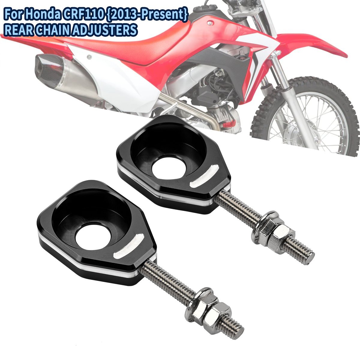 Pair CNC Aluminum Rear Chain Adjuster Tensioner For HONADA All CRF110 2013-2024