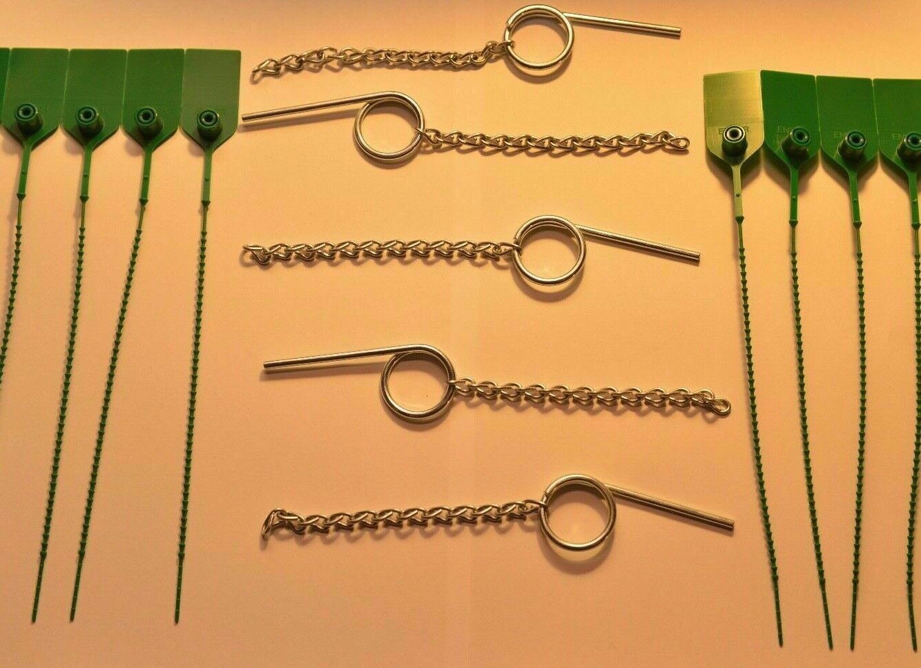 🔥🧯 5-Fire Extinguisher Safety Pull Pin W/Chain with 10-Flag Seals-GREEN 🔥🧯