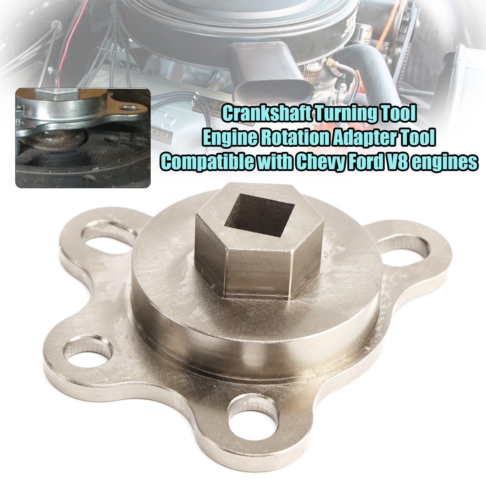 Crankshaft Turning Tool Engine Rotation Adapter Tool For Chevy Ford V8 engines