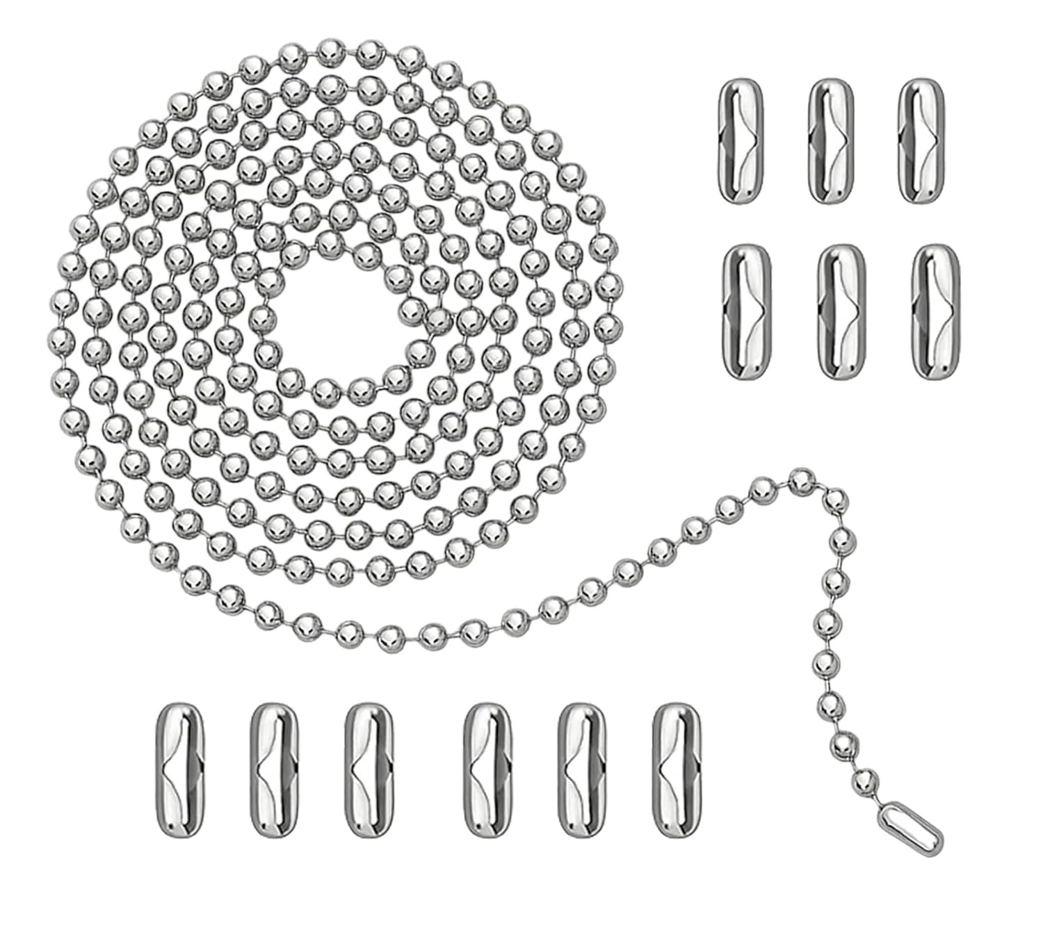 120" Stainless Steel Ball Chain Ceiling Fan Pull Chain Extender Kit