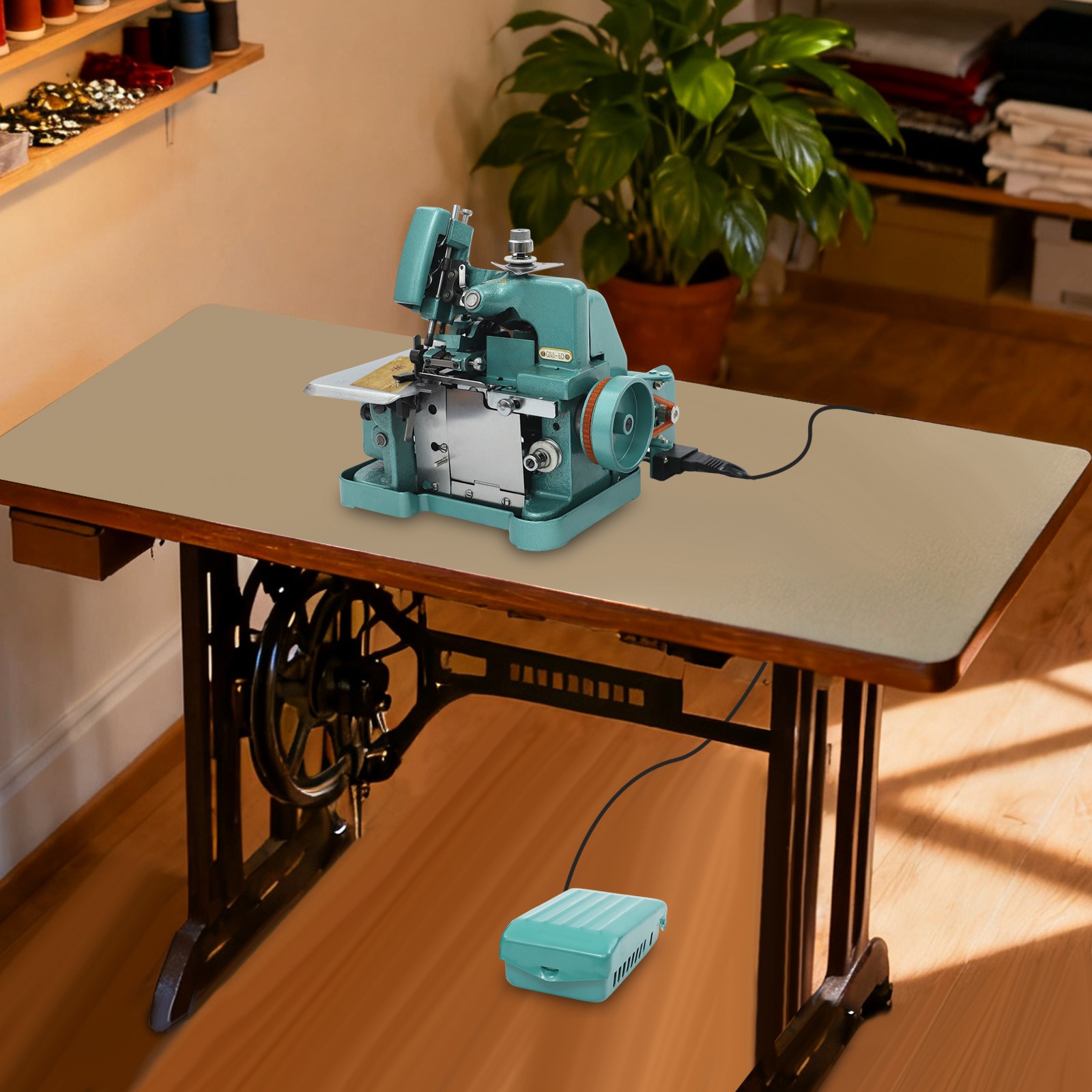 110V Overlock Machine, 150W Overedging Sewing Machine, Green Overlock Machine
