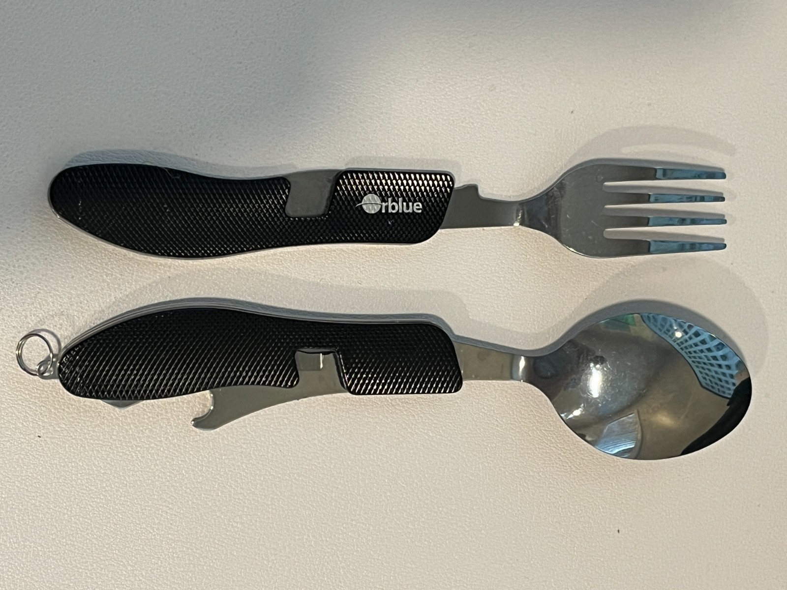 Multi-Tool Camping Utensil Orblue Foldable Fork Spoon Knife & Bottle Opener