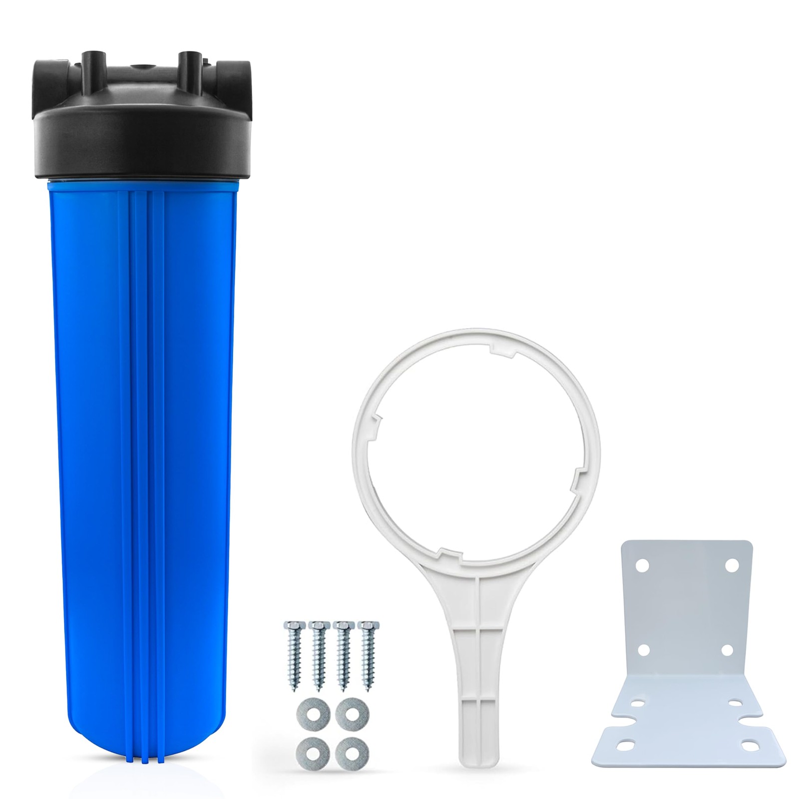 20" x 4.5" Whole House Water Filter Housing, 1" NPT Ports, Wall Mount