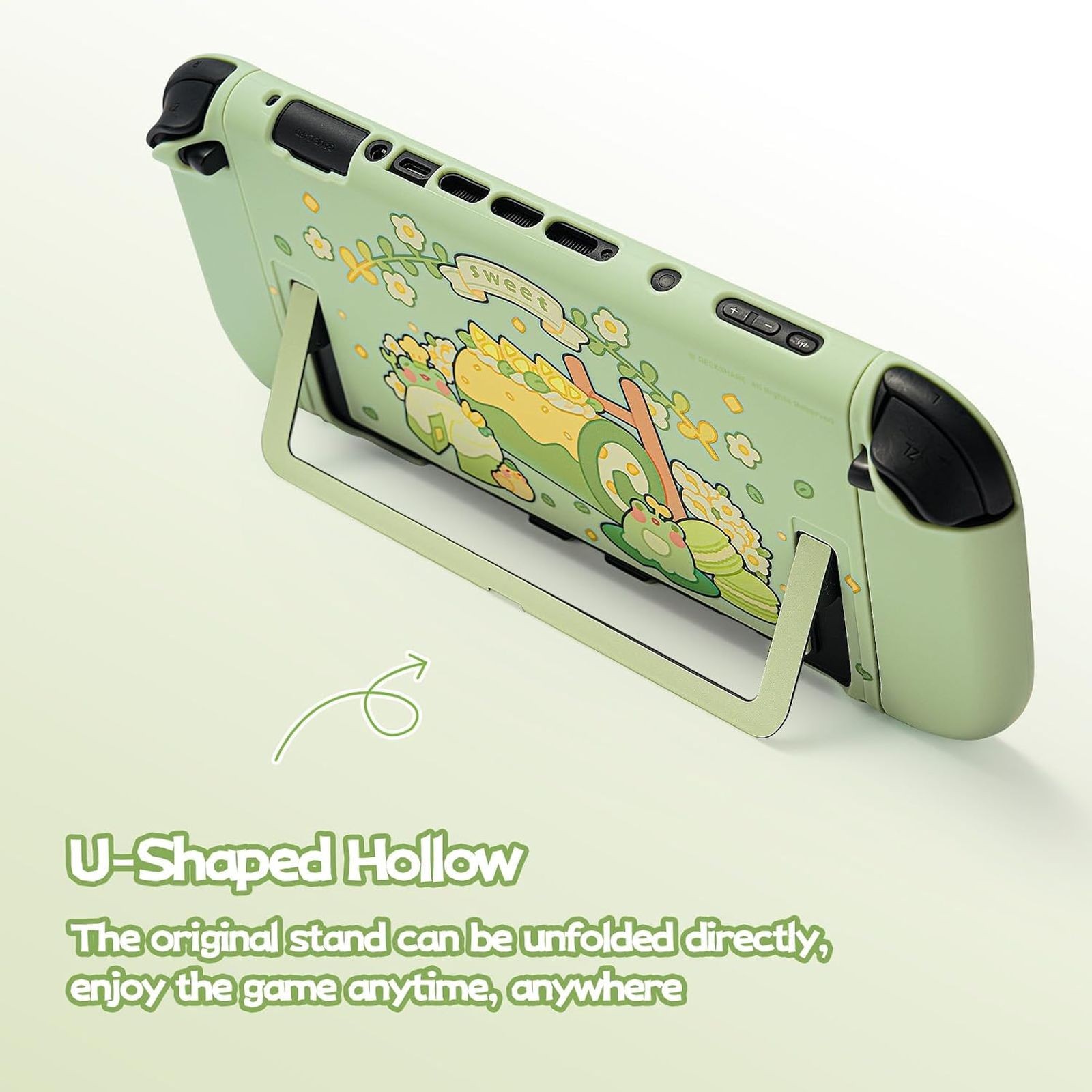 GeekShare Slim Protective Case for Nintendo Switch 2025 Hard Shell Matcha Froggy