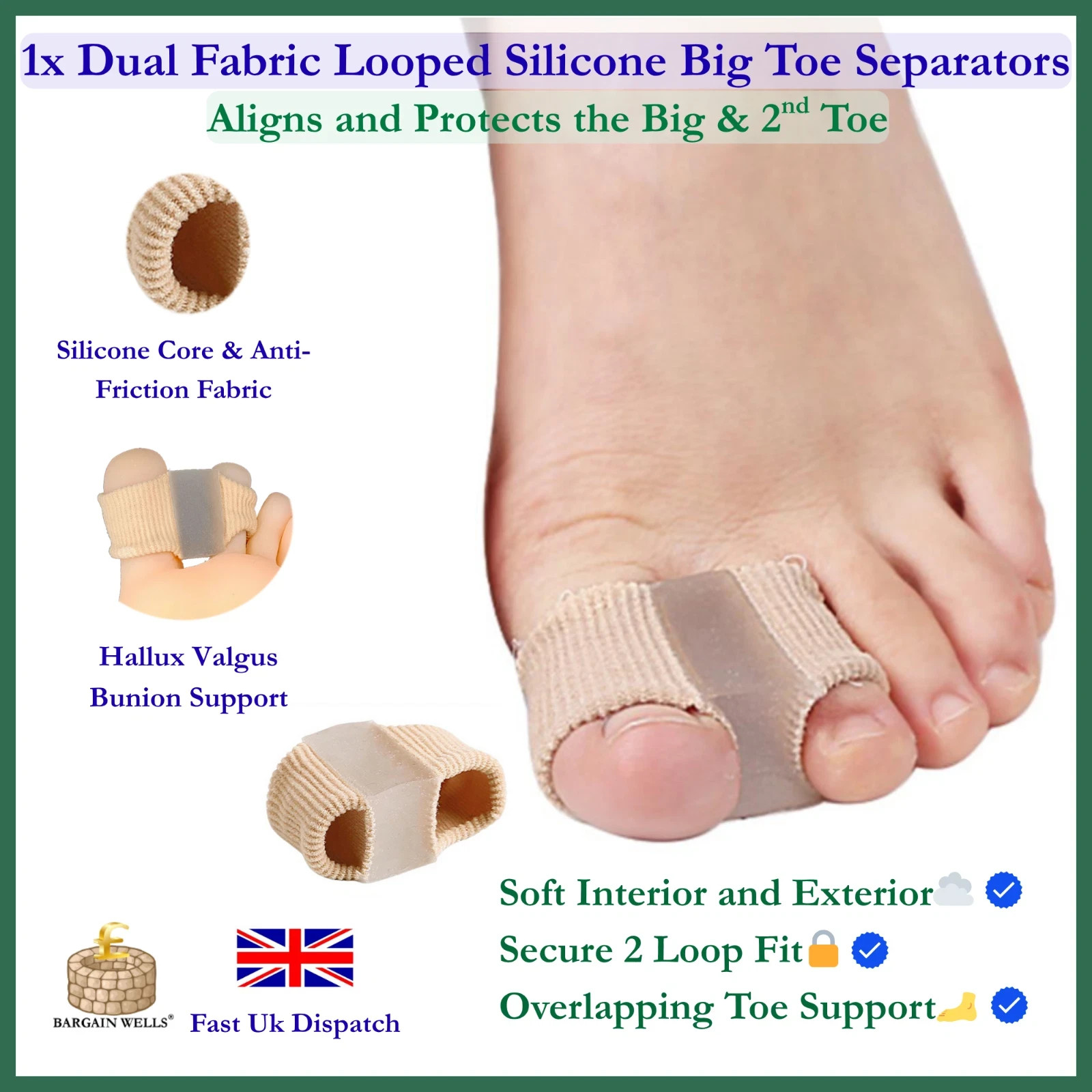 toe bunion big corrector straightener hallux valgus gel splint separator foot 1x