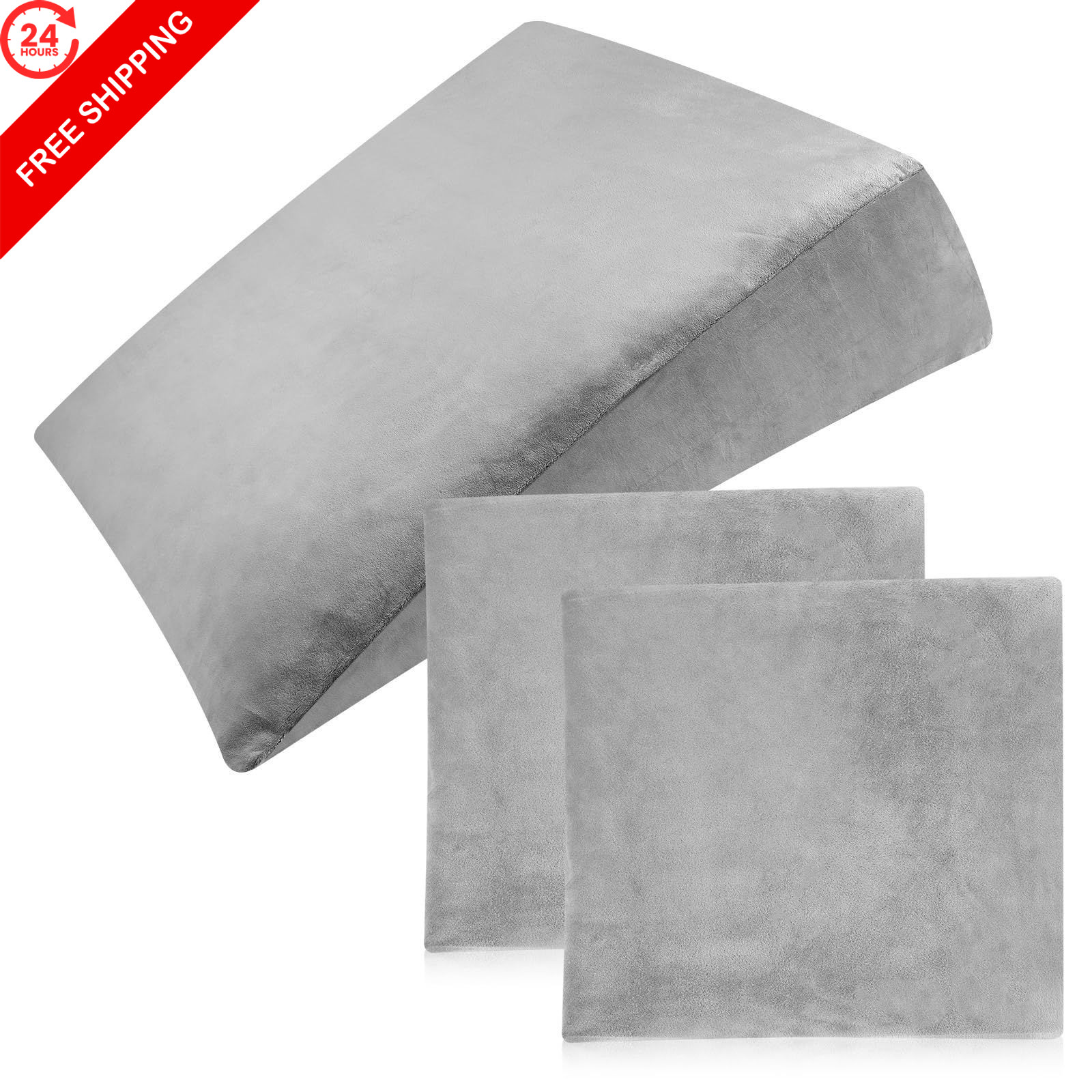 Wesiti Gray Bed Wedge Pillow Cover with Zipper Design 25 x 24 x 12 Inch,