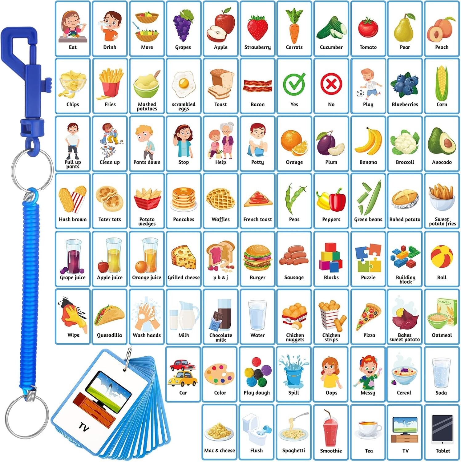 81 Pcs Autism Communication Cards Nonverbal Board Blue
