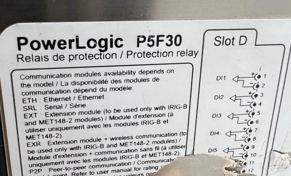 SCHNEIDER POWERLOGIC P5F30 PROTECTION RELAY