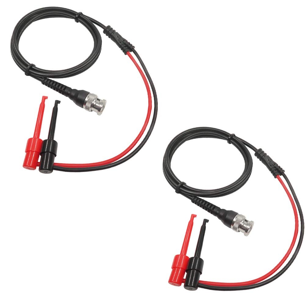 2 Pcs BNC to Mini Test Hook Clips Dual Hook Test Cable Leads