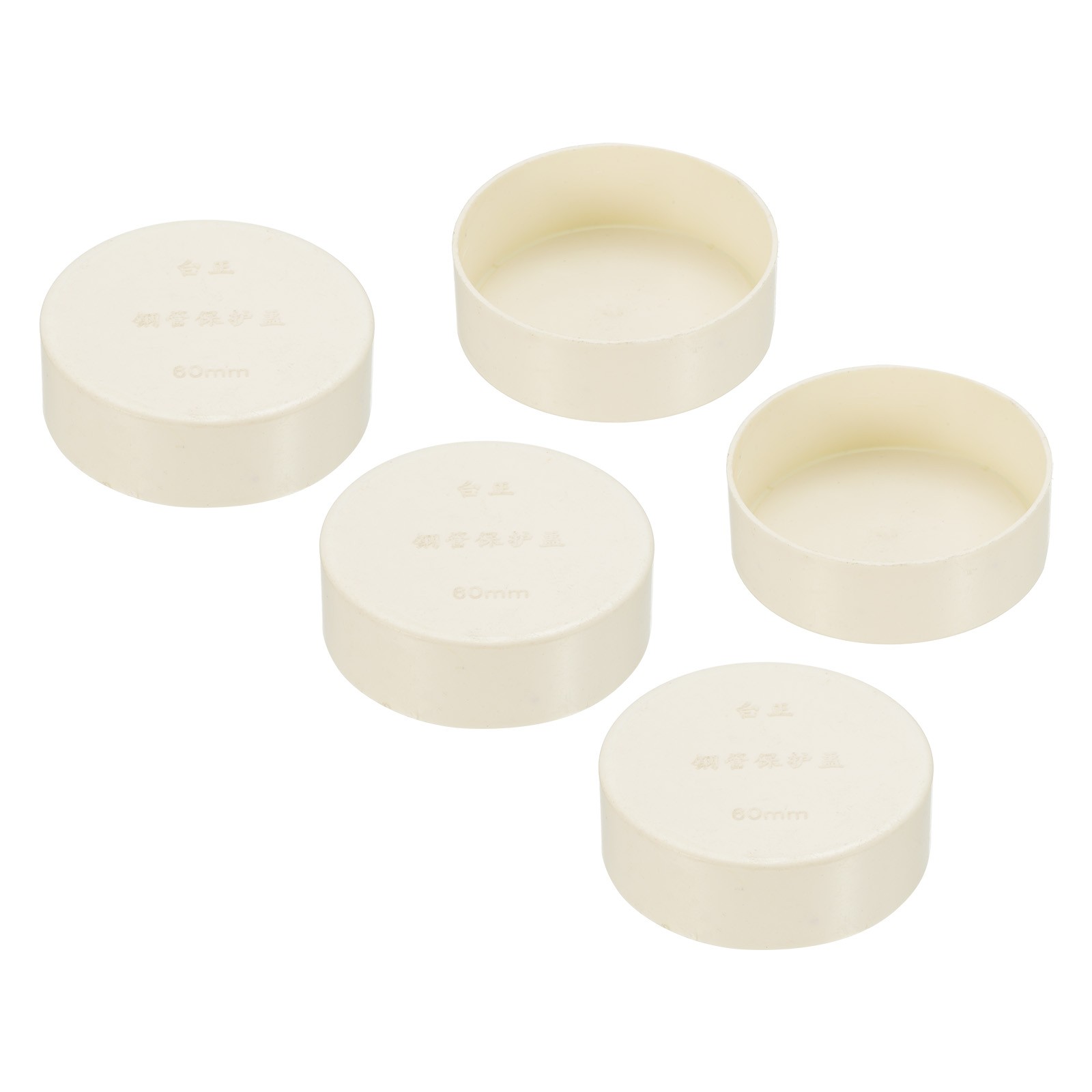 60mm ID Pipe End Caps, 5 Pack Round Tubing Insert Pipe Cover, White
