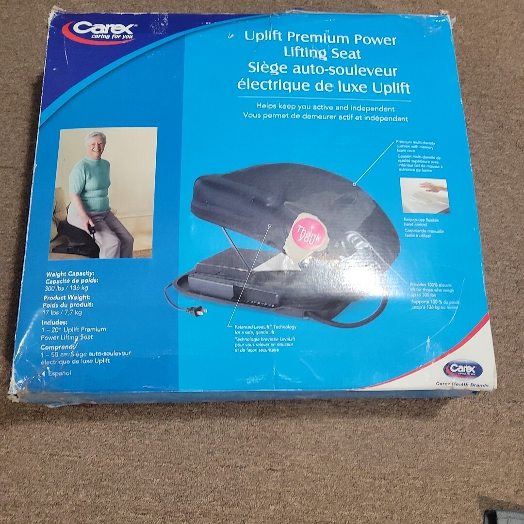 CAREX Uplift Premium Power Lifting Seat 17" 300lb Memory Foam Open Box.