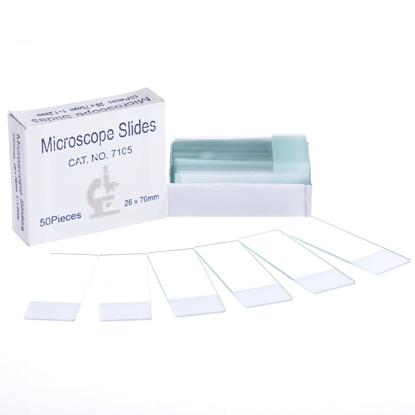Microscope Slides, 50-Pack Clear Glass w White Frosted End Ground Edges