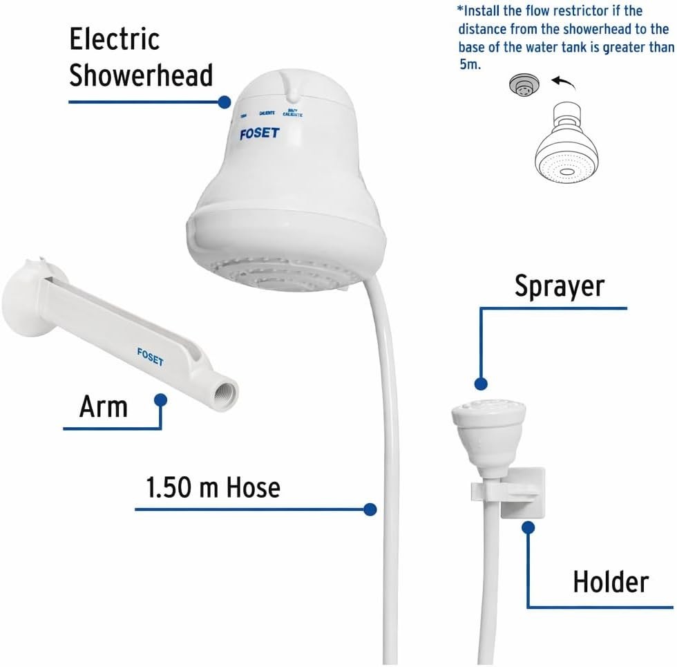 Electric Shower Head Compatible with Standard Plumbing 4 Temperature Settings...