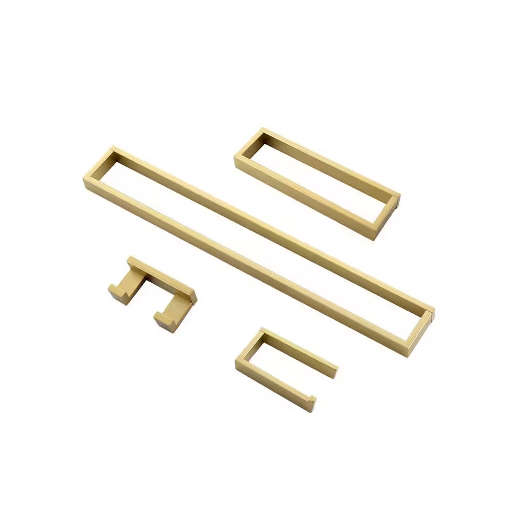 4-Piece Modern Bathroom Hardware Accessories Set with Towel Bar and Holder in Go