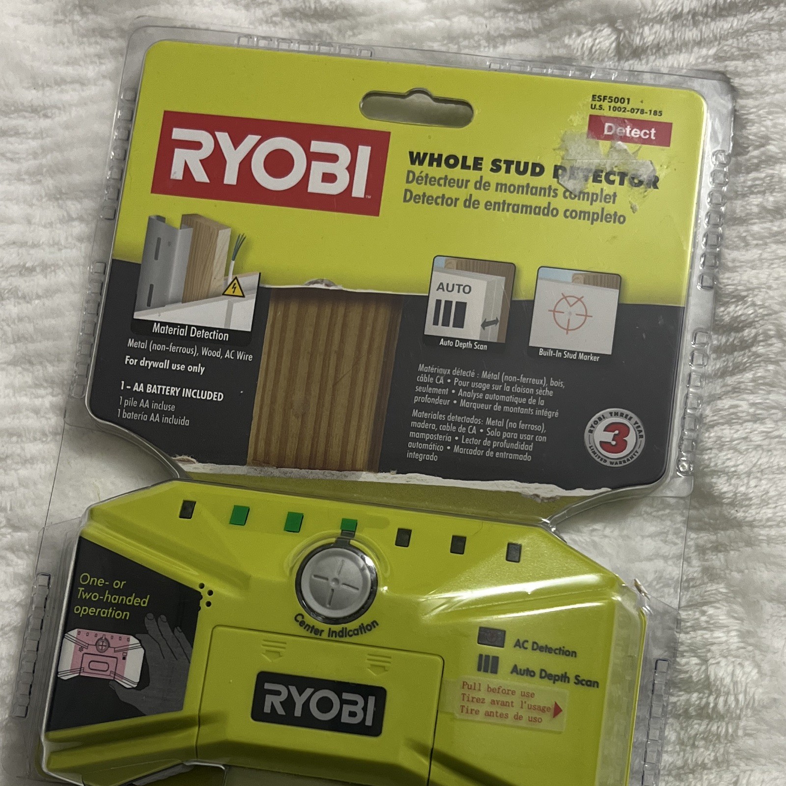RYOBI ESF5001 Stud Finder Auto Depth Scan AC Detection Built-In Stud Marker