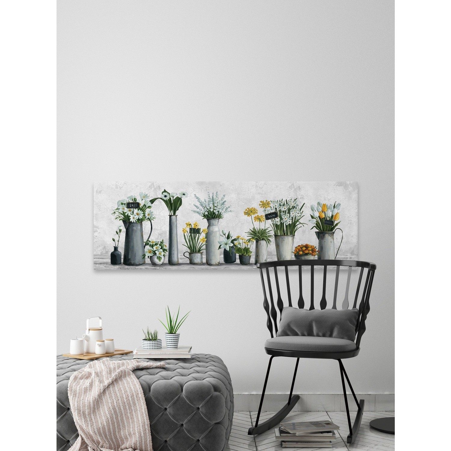 Marmont Hill White and Yellow Flowers Painting Print on Wrapped Canvas