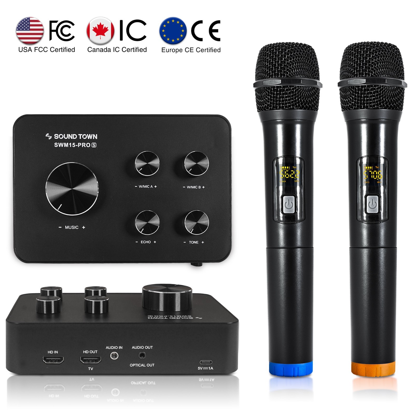Sound Town Wireless Microphone Karaoke Mixer w/ HD ARC/Optical/AUX (SWM15-PRO)