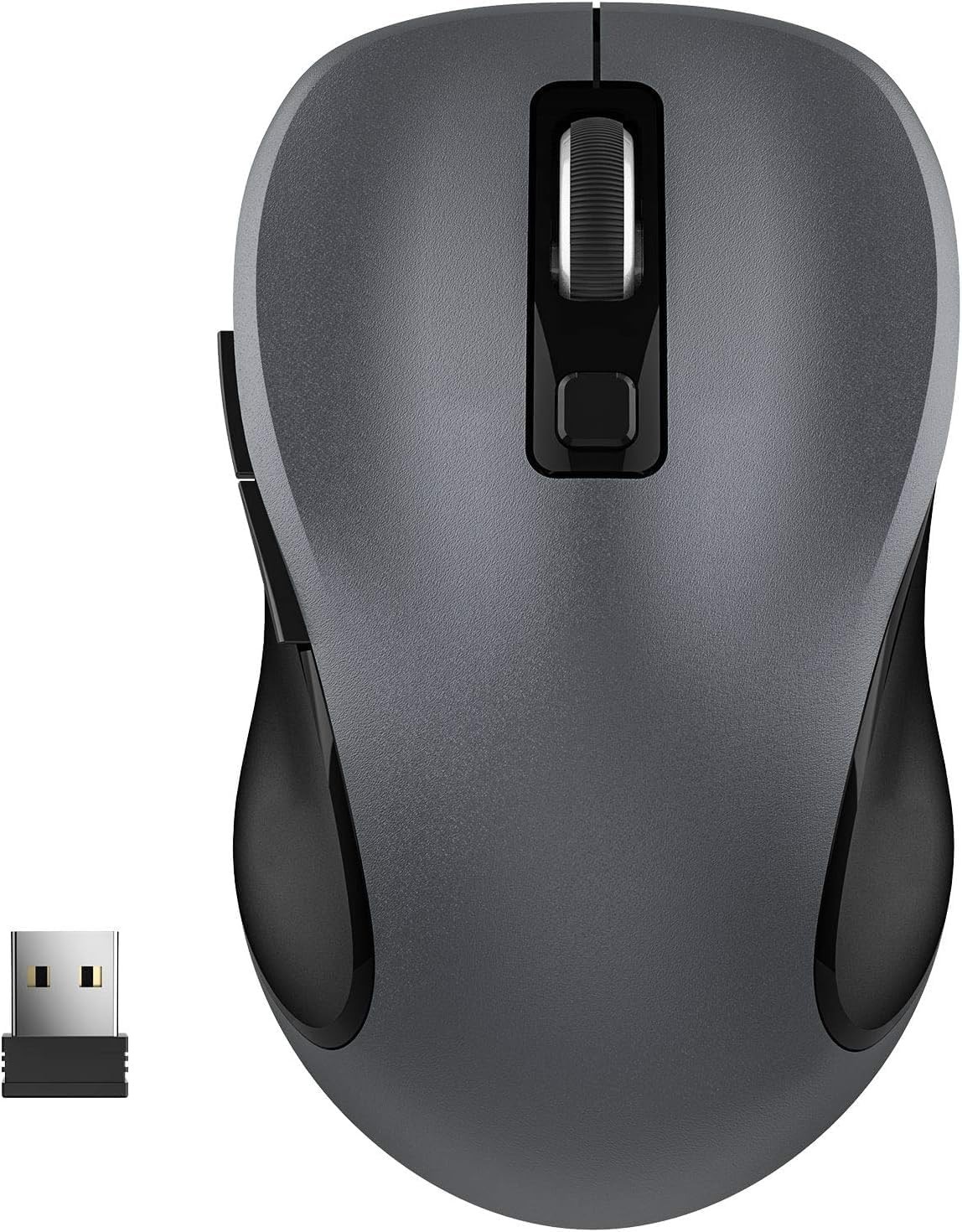 Lightweight Grey Wireless Computer Mouse for Laptops - 3 Adjustable Levels