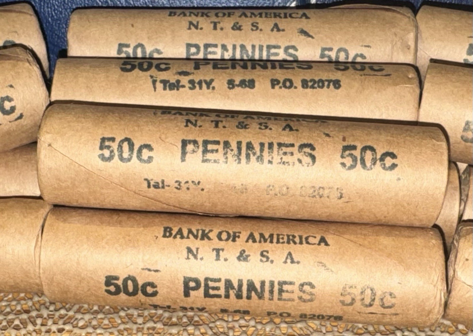 1-SEALED, UNSEARCHED,  OBW (Old Bank Wrapper) Wheat Cent Roll 1909–1958.
