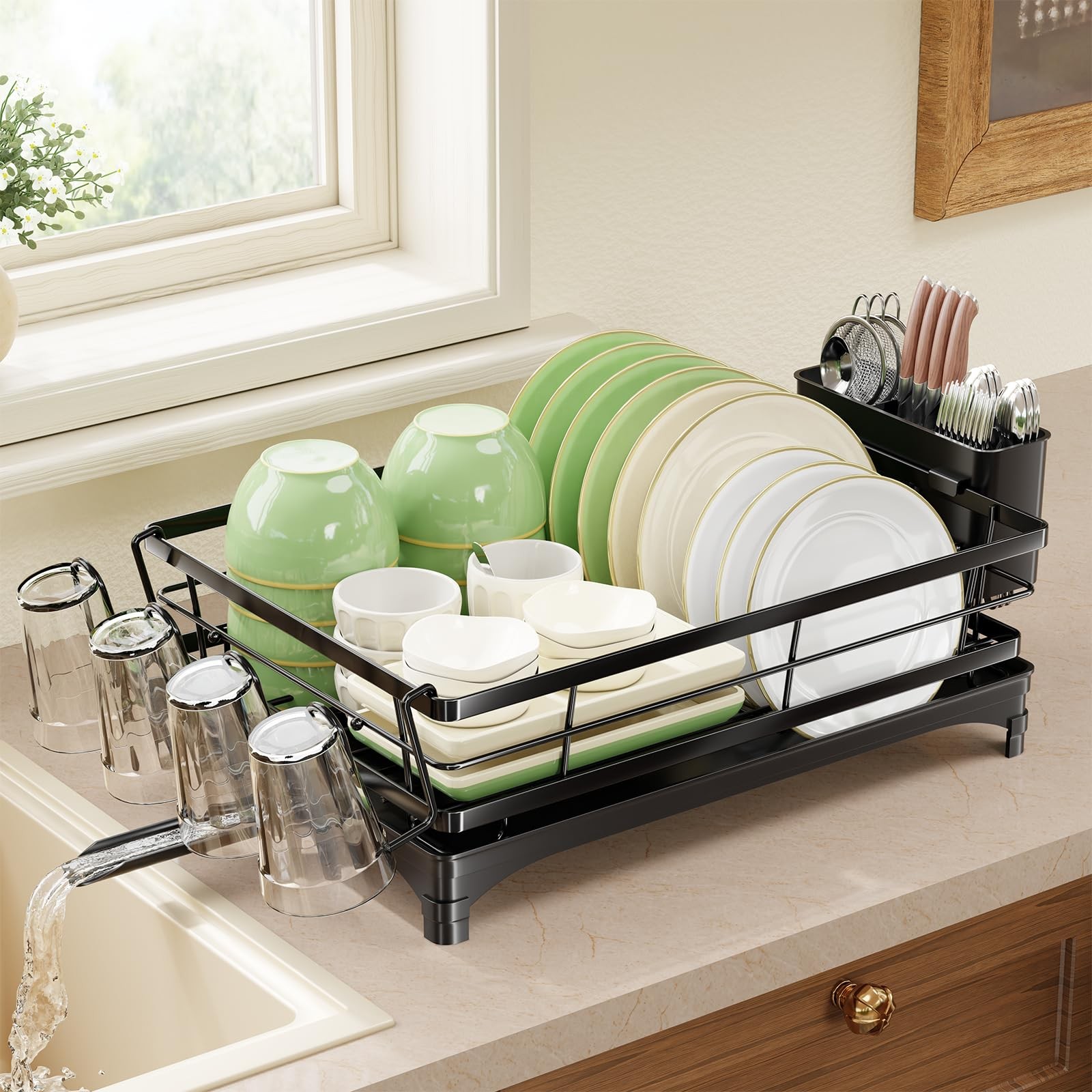 Dish Drying Rack for Kitchen Counter, Stainless Steel Dish Rack, Large Dish D...