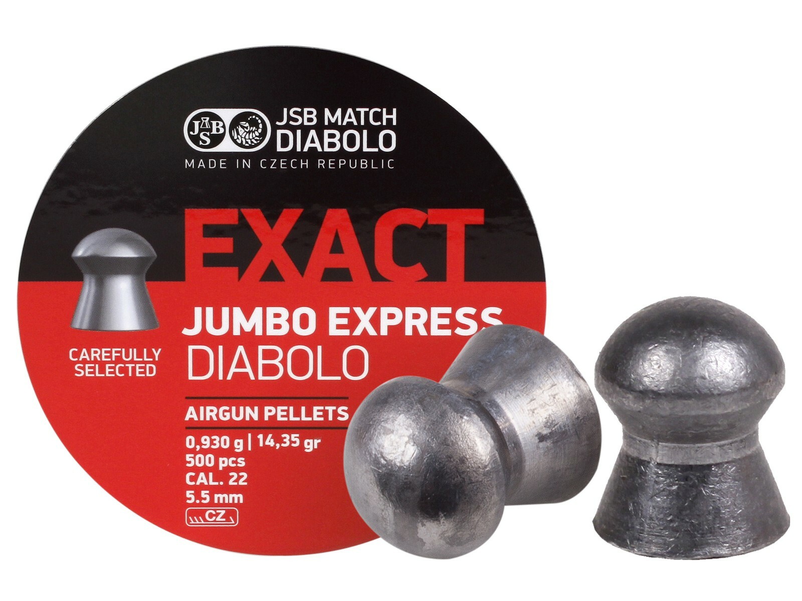 JSB Diabolo Exact Jumbo Express .22 Cal 14.3 Gr. Domed 1000 Count ( 2 Tins 500 )